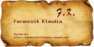 Ferencsik Klaudia névjegykártya